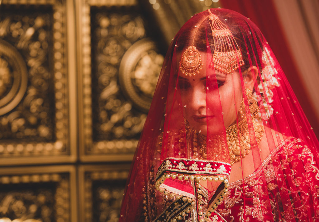 Indian bride waiting for marriage ceremony to begin